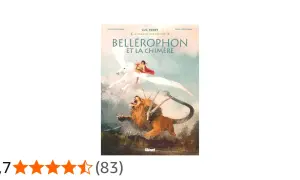 Bellérophon, sur Pégase, affronte la Chimère, monstre à tête de lion, de chèvre et de serpent. L'illustration dépeint ce combat mythologique.