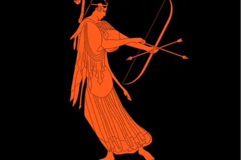 La sœur jumelle d'Apollon, Artémis, déesse de la chasse, bandant son arc.